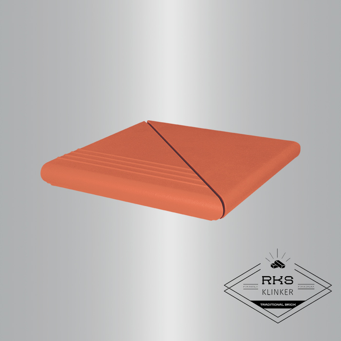 Клинкерная ступень угловая античная гладкая, 01 Ruby red, 330x330x16 в Ростове-на-Дону