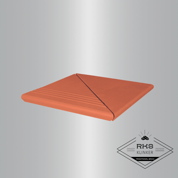 Клинкерная ступень угловая венецианская рифлёная, 01 Ruby red в Ростове-на-Дону