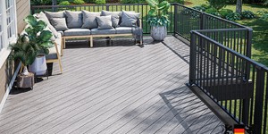 Террасная доска ДПК Bamberg English Barnwood открытый большой балкон из дпк