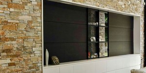 Каменная стена в интерьере из 3D панели RKS SLATE  Кварцит Biege Quartz Country фото интерьера, купить камень с доставкой в РКС Клинкер (6)