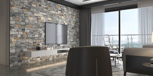 Панели под камень из натурального кварцита 3D панели RKS SLATE Кварцит Nordic Blend Country фото в интерьере (2)