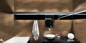 Отделка стен камнем в ванной комнате фото 3D панели RKS SLATE Кварцит Cooper Natural купить с доставкой