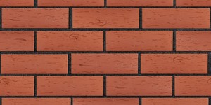 Клинкерный кирпич ЛСР Лондон красный, Береста 0,7НФ на черном шве